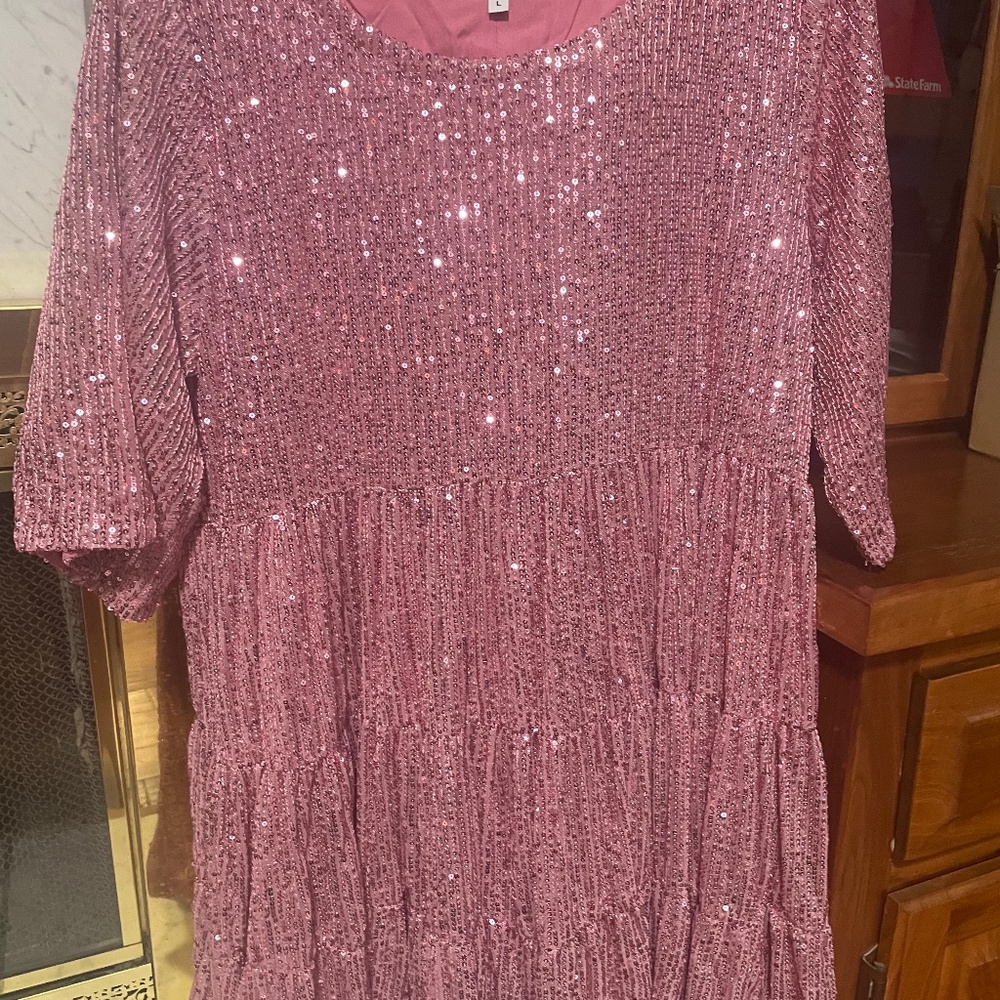 Amazing Lace Sequin Babydoll Dress